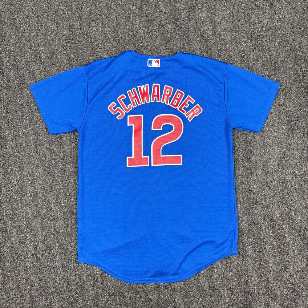 Chicago Cubs Kyle Schwarber #12 Baseball Jersey Blue Youth Size Large 14/16